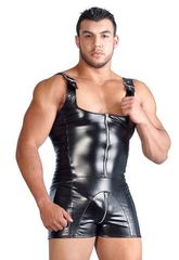 Black Imitation Leather Jumpsuit-thumb-5