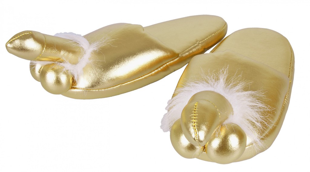 Gold Slippers with Penis