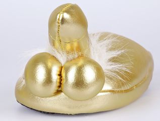 Gold Slippers with Penis-thumb-5