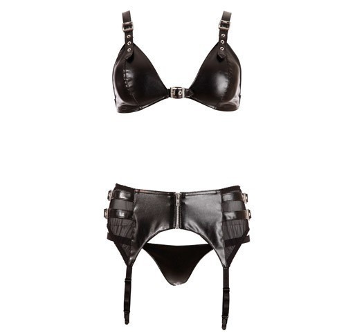 Imitation Leather Lingerie Set