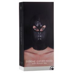 OUCH! EXTREME LEATHER HOOD MASK BLACK