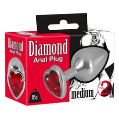 You2Toys Diamond Butt Plug Medium Silver 8,2cm