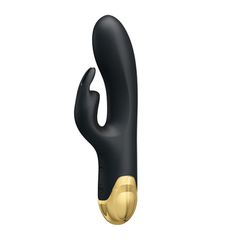 Μαύρος με Χρυσό Δονητής πολυτελείας Double Pleasure Rabbit 19εκ