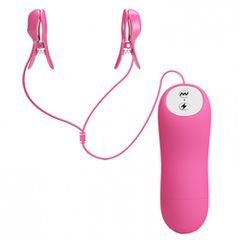 Romantic Wave Vibrating nipple clamps with Electro shock stimula-thumb-1