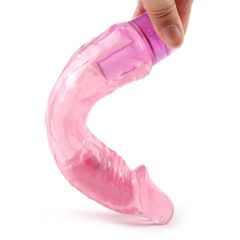 8'' Clear Pink Realistic Slim Dildo Vibrator-thumb-2