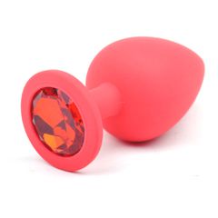 Red Large Size Silicone Anal Plug with Red Diamond-thumb-1