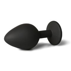 Black Medium Size Silicone Anal Plug with Purple Diamond-thumb-2