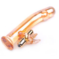 Golden Glass Dildo Vibrator-thumb-2