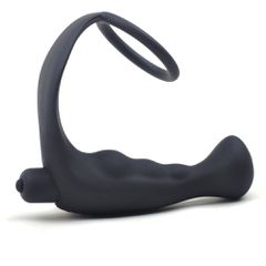 Black Silicone Anal Plug Vibrator with Ring