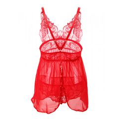 Love Me Mesh Chemise with Lace String Red-thumb-13