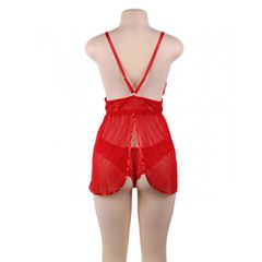 Love Me Mesh Chemise with Lace String Red-thumb-3