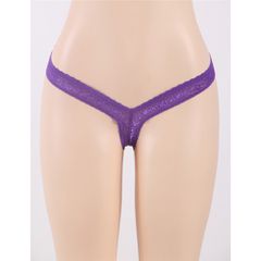Plus Size Low-Rise Lace String Purple-thumb-3