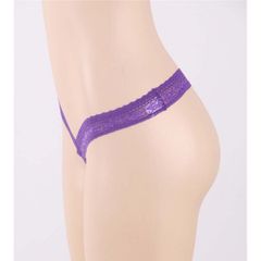Plus Size Low-Rise Lace String Purple-thumb-1