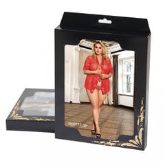 Plus Size Red Mesh Kimono with String-thumb-3