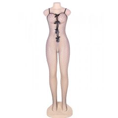 Fishnet Catsuit with Bows-thumb-3