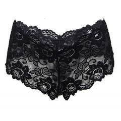 Flirty Black Floral Lace Short-thumb-3