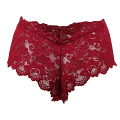 Plus Size Hot Red Floral Lace Short-thumb-2