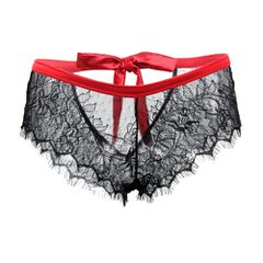 Black Lace Knickers with Red Bow Back-thumb-7