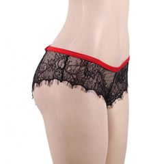 Plus Size Black Lace Knickers with Red Bow Back-thumb-6