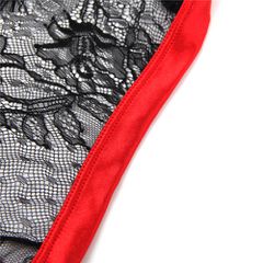 Plus Size Black Lace Knickers with Red Bow Back-thumb-9