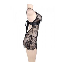 Please Me Black Babydoll with String-thumb-2
