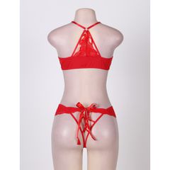 Red Lace Bra Set with Eye Mask-thumb-1