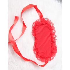 Red Lace Bra Set with Eye Mask-thumb-4