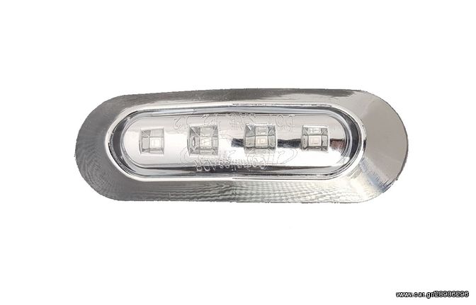 Φως πλευρικής σήμανσης με 4 SMD LED με στεφάνι χρωμίου Κόκκινο