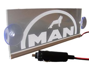Διακοσμητική με laser χάραξη πινακίδα καμπίνας κόκκινη LED 24V για MAN 250mm90mm6mm καλώδιο 15m με βύσμα για πρίζα αναπτήρα