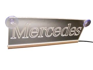 Διακοσμητική πινακίδα καμπίνας κόκκινη LED 12V24V για MERCEDES 250mm90mm6mm καλώδιο 15m με βύσμα για πρίζα αναπτήρα