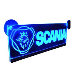 Διακοσμητική με laser χάραξη πινακίδα καμπίνας μπλε LED 24V για SCANIA 250mm90mm6mm καλώδιο 15m με βύσμα για πρίζα αναπτήρα