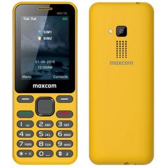 Maxcom MM139 (Dual Sim) 2,4  με Κυρτό Σώμα, Κάμερα, Φακό και Ραδιόφωνο (Λειτουργεί Χωρίς Ακουστικά) Κίτρινο.