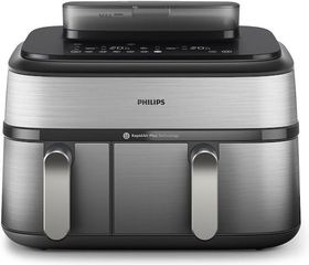 Philips Air Fryer με Διπλό Αποσπώμενο Κάδο 9lt Ασημί NA555/00