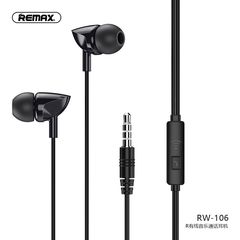 RW 106 REMAX ΜΑΥΡΑ WIRED EARPHONE