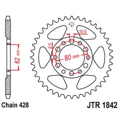 Γραναζι πισω 1842.54 Yamaha DT125/175/YZ80 83/XT200/250/350/TW125/200/225 54Δ JT - (10110-803)