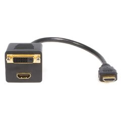 Αντάπτορας POWERTECH HDMI σε HDMI & DVI CAB-H168, 4K/30Hz, 30cm, μαύρος