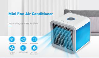 Mini Φορητό Arctic Air Cooler + Υγραντήρας 600ml με 7 LED Πολύχρωμο Φωτισμό ARC-001