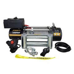 Ηλεκτρικός εργάτης KANGAROO WINCH 12000 με συρματόσκοινο και τηλεχειριστήριο 12V Για 5443 KG
