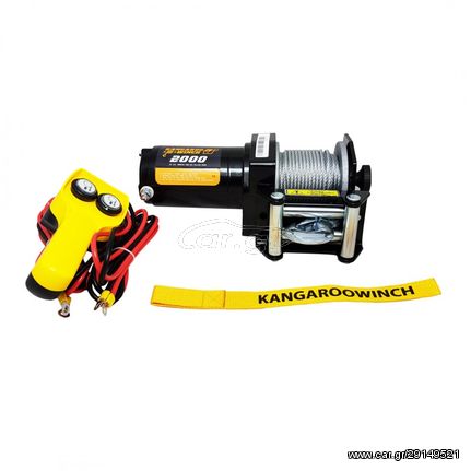 Ηλεκτρικός εργάτης KANGAROO WINCH 2000E με συρματόσκοινο και τηλεχειριστήριο 12V από 906kg