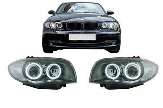 ΦΑΝΑΡΙΑ ΕΜΠΡΟΣ BMW 1 Series E87 E81 E82 E88 (2004-2011) 2 Halo Rims Black
