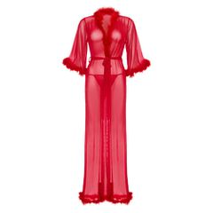 Leg Avenue Marabou robe with String Red-thumb-4