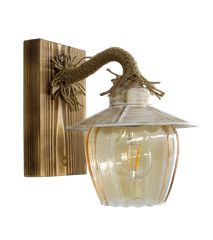Φωτιστικό τοίχου ROPE-WOOD R-98ΑΡ WHITE-BR GLASS Heronia 30-0061