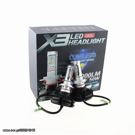 Led Kit X3 Headlight H4 6000LM 50W 2Τεμ.