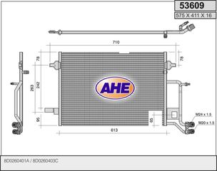 53609 – AHE, Συμπυκνωτής AUDI A4 94-00, VW PASSAT 96-00