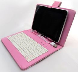 Leather Case with Keyboard for Tablet 9" Pink