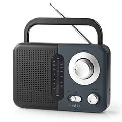 NEDIS RDFM1300GY FM Radio, 2.4 W, Carying Handle, Black / Grey 233-0021