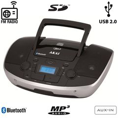 Akai APRC-108 Φορητό HiFi με Bluetooth, CD, USB για φόρτιση συσκευών, κάρτα SD και Aux-In 110583-0002