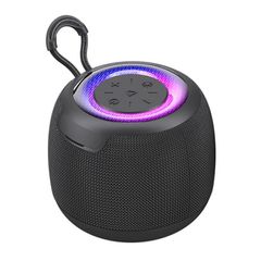 Φορητό ηχείο USAMS 10W Bluetooth με μπαταρία 1200mAh LED φωτισμό σε μαύρο χρώμα