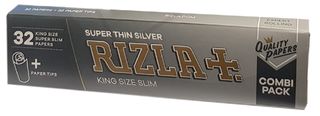 RIZLA Χαρτάκια - Silver Combi - King Size Slim Ασημί με Τζιβάνες