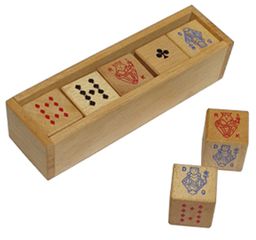 Ξύλινο Επιτραπέζιο Παιχνίδι Poker 5 Dice In Box